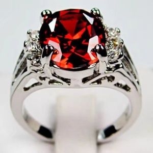 Vintage White Gold Filled Cz Round Ring